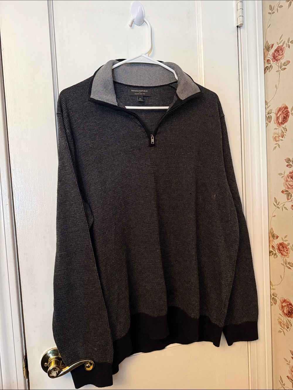 🖤 Men’s Banana Republic Charcoal Gray Half-Zip Sweater Sz XL NEW